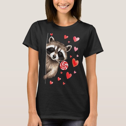 Funny Feral Raccoon Valentine's Day Sarcastic Humo Tシャツ (正面)
