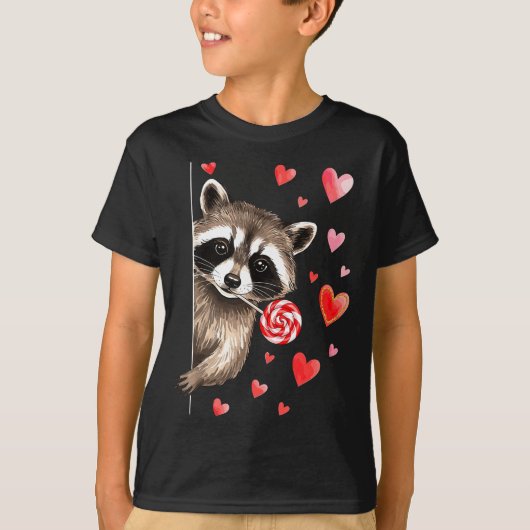 Funny Feral Raccoon Valentine's Day Sarcastic Humo Tシャツ (正面)