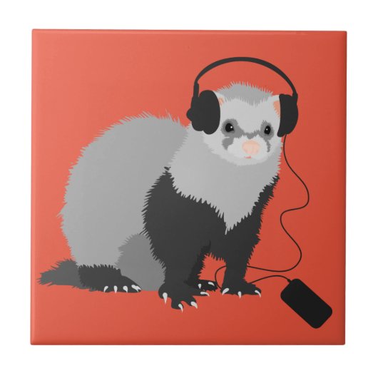 Funny Ferret Music Lover タイル (正面)