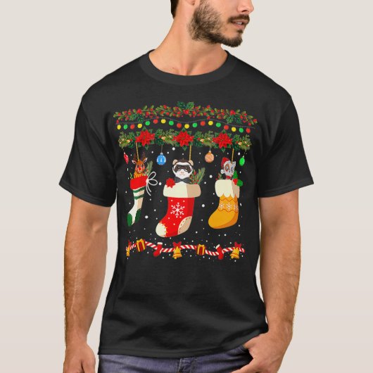 Funny Ferret Xmas Socks Ferret Lover Christmas Tシャツ (正面)