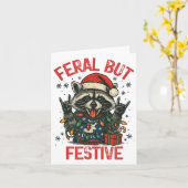 Funny Festive But Feral Santa Raccoon Lover Animal カード (黄色い花)