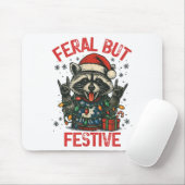 Funny Festive But Feral Santa Raccoon Lover Animal マウスパッド (マウス)