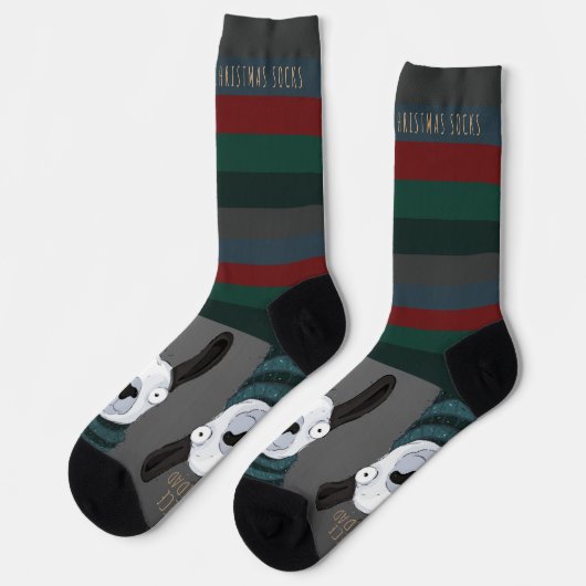 Funny Festive Chic “Fleece Navidad” Llama Grey  ソックス (左)