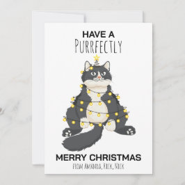 Funny Festive Christmas Cat Minimal Animal Lover シーズンカード