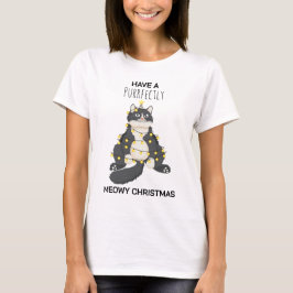 Funny Festive Christmas Cat Minimal Animal Lover Tシャツ