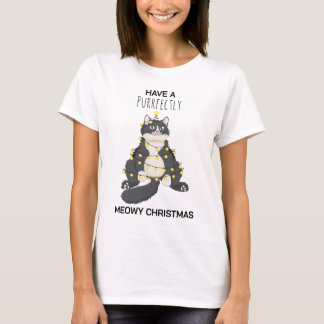 Funny Festive Christmas Cat Minimal Animal Lover Tシャツ