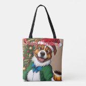 Funny Festive Christmas Dog Tote Bag トートバッグ (裏面)