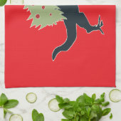 Funny Festive Dino Christmas キッチンタオル (折り畳み)