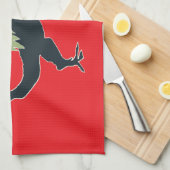 Funny Festive Dino Christmas キッチンタオル (四つ折り)