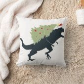 Funny Festive Dino Christmas クッション (ブランケット)