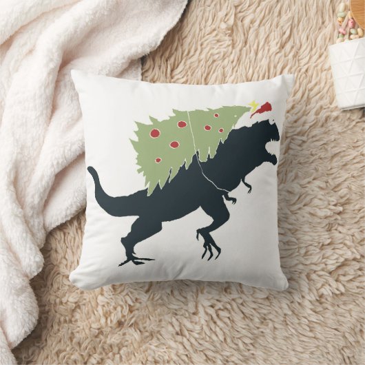 Funny Festive Dino Christmas クッション (ブランケット)