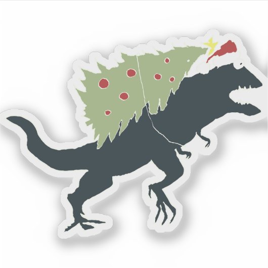 Funny Festive Dino Christmas シール (正面)