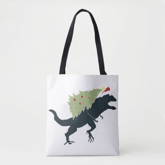 Funny Festive Dino Christmas トートバッグ (正面)
