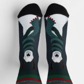 Funny Festive “Fleece Navidad” Pun Dark Blue Llama ソックス (上部)