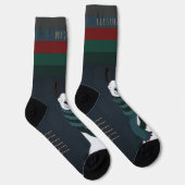 Funny Festive “Fleece Navidad” Pun Dark Blue Llama ソックス (右)