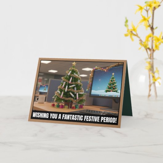 Funny festive period Christmas カード (黄色い花)