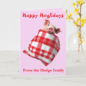 Funny Festive Pigs in Blankets Christmas Animal Lo カード (黄色い花)