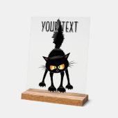 Funny Fierce Black Cat Cartoon  アクリルサイン (傾斜)