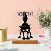 Funny Fierce Black Cat Cartoon  アクリルサイン (ウェディング)