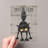 Funny Fierce Black Cat Cartoon  アクリル招待状 (インサイチュ (ポータブル))
