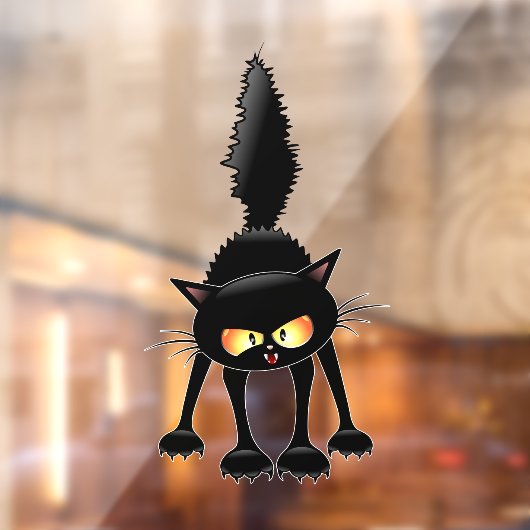 Funny Fierce Black Cat Cartoon ウィンドウサイン (シート2)