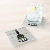 Funny Fierce Black Cat Cartoon  ガラスコースター (アングル)