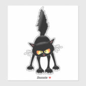 Funny Fierce Black Cat Cartoon  シール (シート)