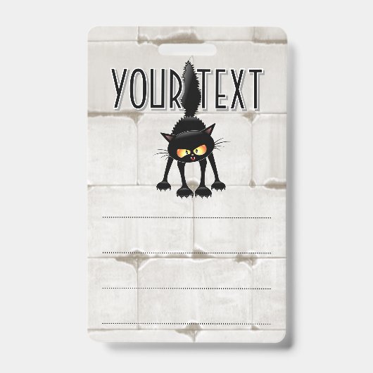 Funny Fierce Black Cat Cartoon  バッジ (正面)