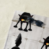 Funny Fierce Black Cat Cartoon  ビーチタオル (インサイチュ)