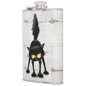 Funny Fierce Black Cat Cartoon  フラスク (左)