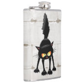 Funny Fierce Black Cat Cartoon  フラスク (右)