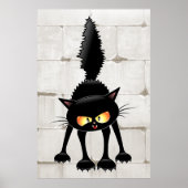 Funny Fierce Black Cat Cartoon  ポスター (正面)