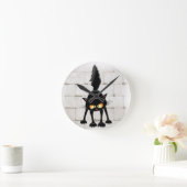 Funny Fierce Black Cat Cartoon  ラウンド壁時計 (ホーム)