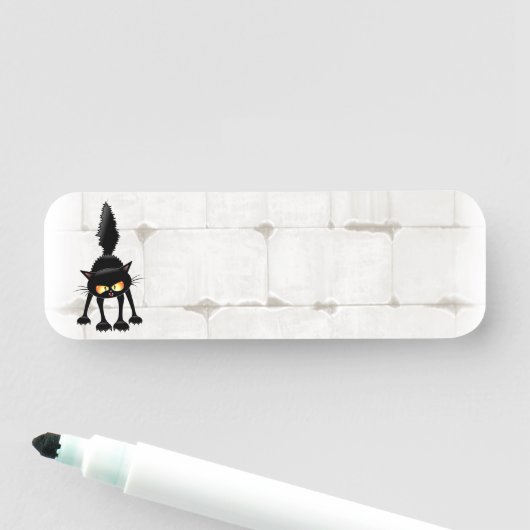 Funny Fierce Black Cat Cartoon 名札 (インサイチュ)