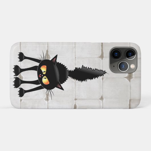Funny Fierce Black Cat Cartoon  Case-Mate iPhoneケース (裏面(横))