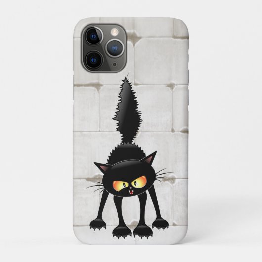 Funny Fierce Black Cat Cartoon  Case-Mate iPhoneケース (裏)