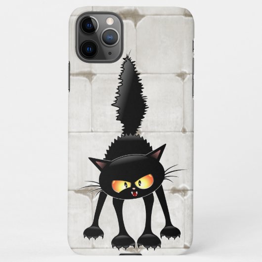 Funny Fierce Black Cat Cartoon  iPhoneケース (裏面)