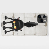 Funny Fierce Black Cat Cartoon  iPhoneケース (裏面横)