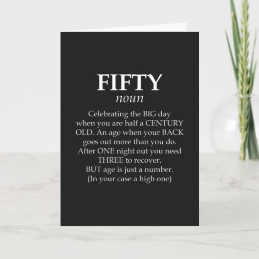 Funny Fiftieth Birthday Cards 50th Hilarious Humor カード (正面)