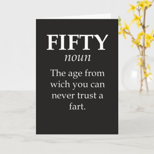 Funny Fifty Birthday Cards Joke 50th Humorous カード (黄色い花)