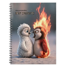 Funny Fire and Ice Penguin ノートブック