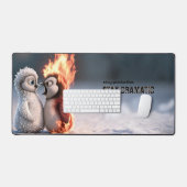 Funny Fire and Ice Penguin Mouse Pad デスクマット (キーボード&マウス)