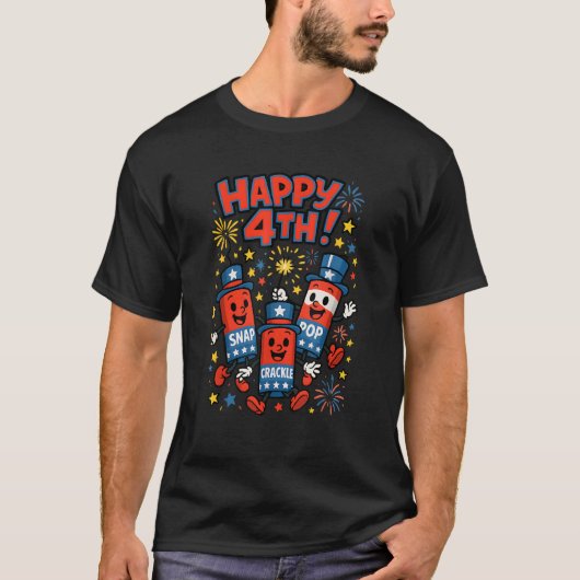 Funny Firecracker USA Happy 4th of July Snap Pop C Tシャツ (正面)