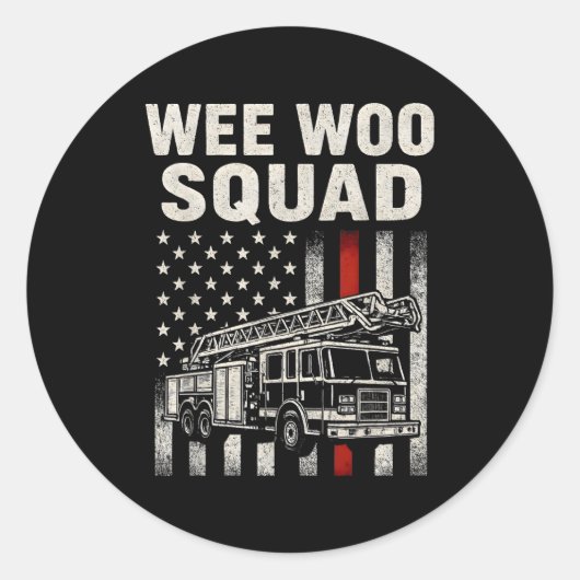 Funny Firefighter Art For Men Women Kids Fire Truc ラウンドシール (正面)