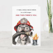Funny Firefighter Birthday Card Coworker Dog Humor カード (正面)