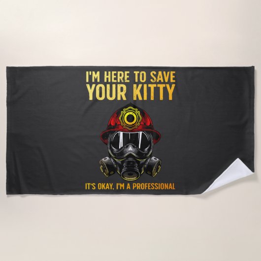 Funny Firefighter For Fireman ビーチタオル (正面)