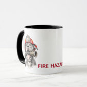 Funny Firefighter Mug Dog Hose Humor Gift マグカップ (正面左)