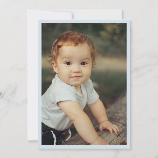 Funny First Birthday Baby Boy Cute Stats Photo 招待状 (裏面)