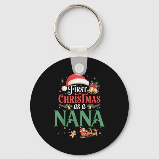 Funny First Christmas As A Nana Matching Family Xm キーホルダー (正面)