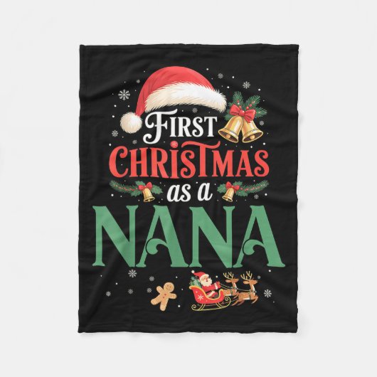 Funny First Christmas As A Nana Matching Family Xm フリースブランケット (正面)